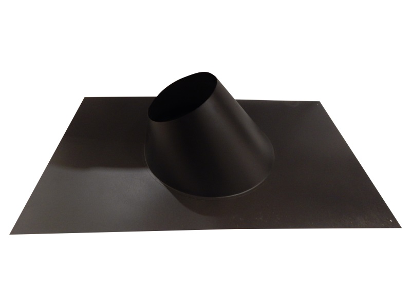 Angled flashing for twin wall flue